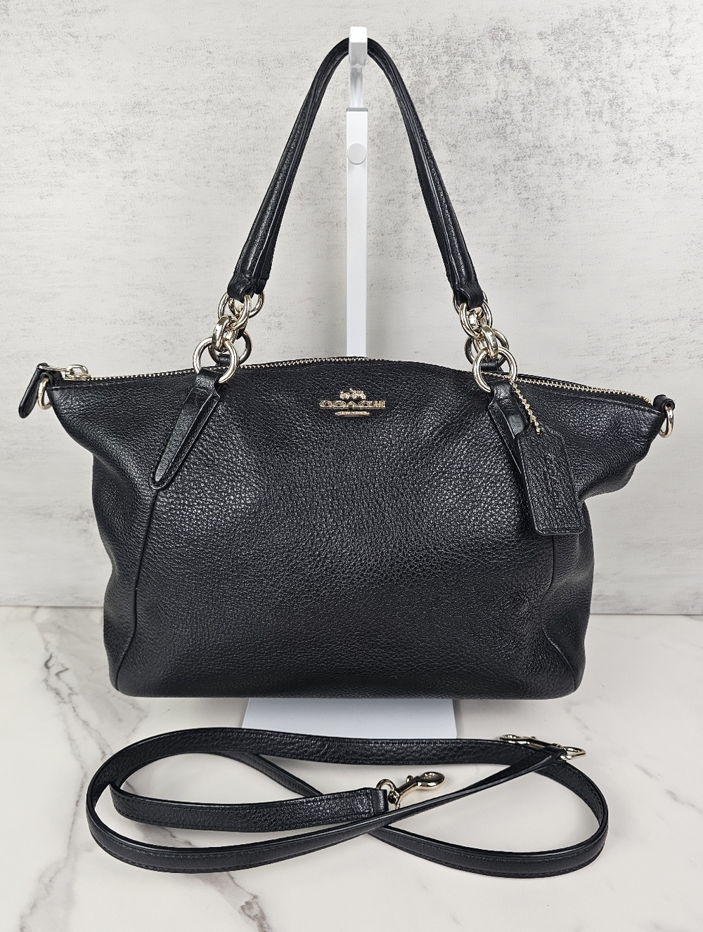 Coach Kelsey Black Pebbled Leather Satchel/Crossbody